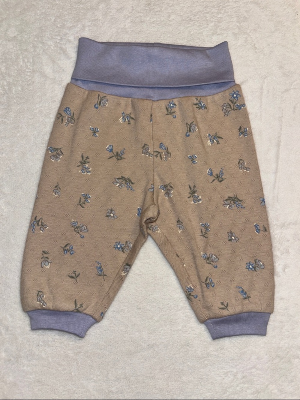 MiniMalisma Baby Floral Jogger Pants in Tan and Lilac